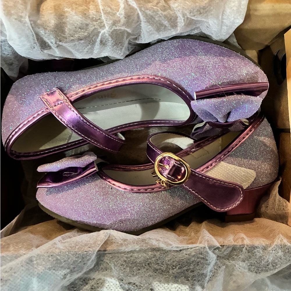 Purple Glitter Kids Shoes with Bow size 31 which is like a size 13 U.S.